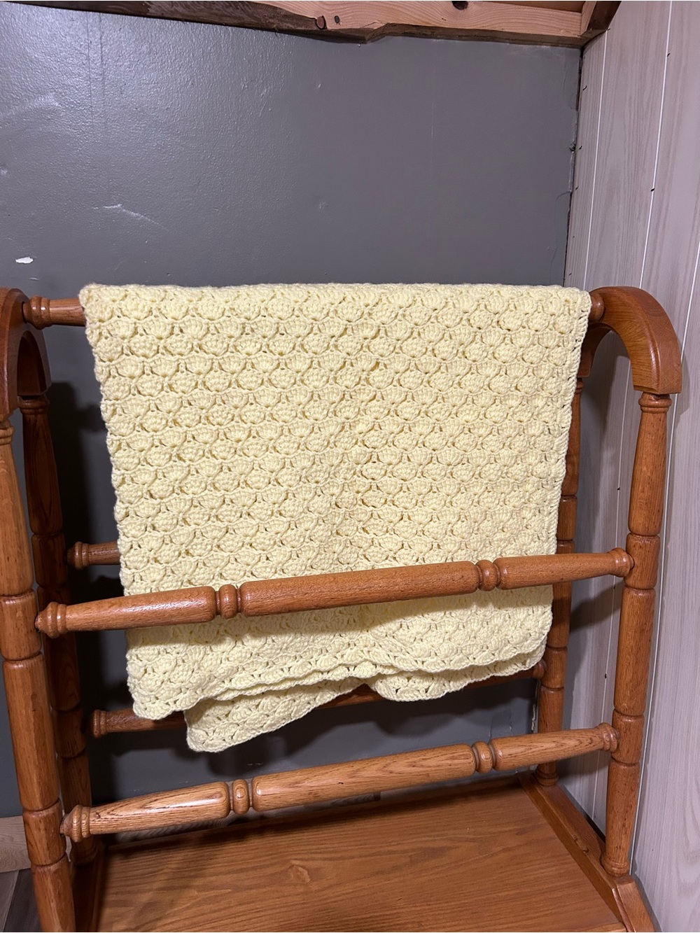 Hand-Crocheted Pale Yellow Throw Blanket - Cozy Home Accent